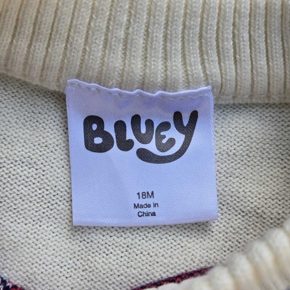 Bluey Sweater Baby 18M Christmas Tree Pullover Cream Color Christmas - Picture 5 of 8